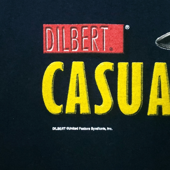 Vintage 90s Dilbert Casual Day Polka Dot Boxers Coffee Tultex USA T-shirt - Picture 5 of 9